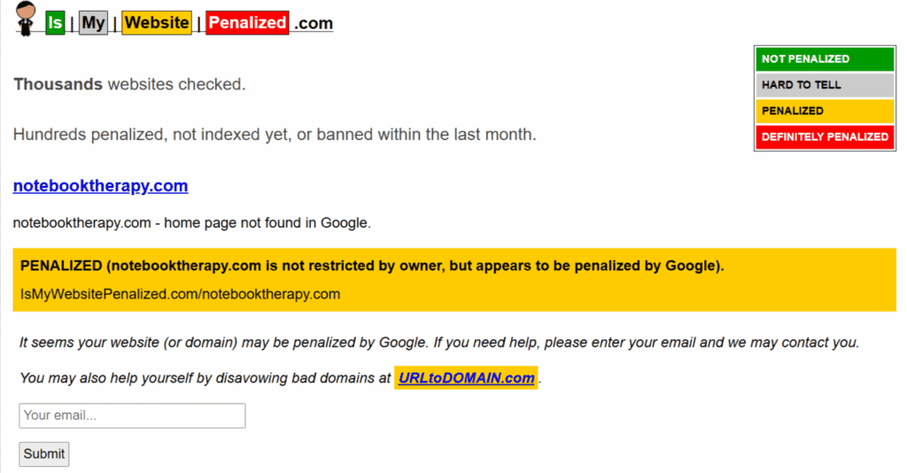 Example of is my website penalized