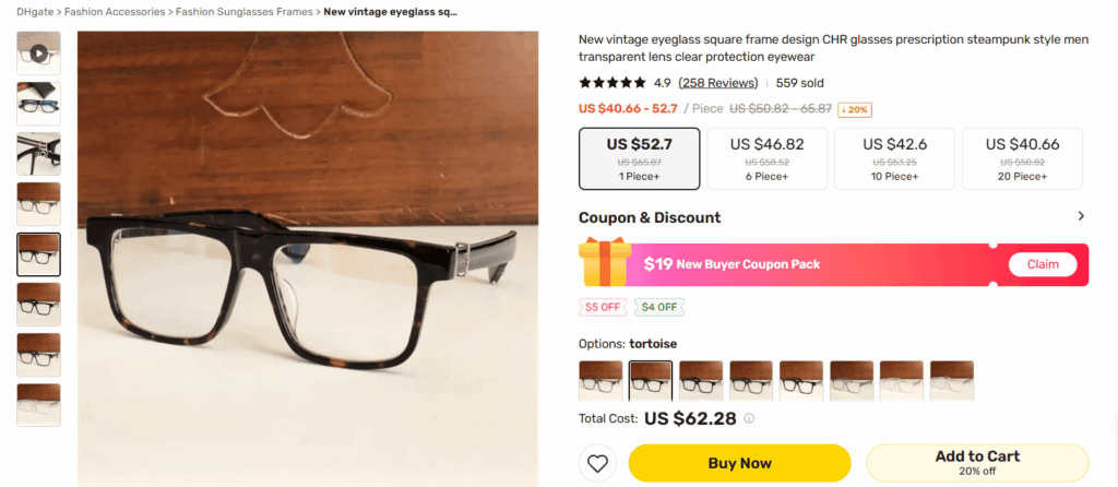 Luxury eyewear DHGate store product