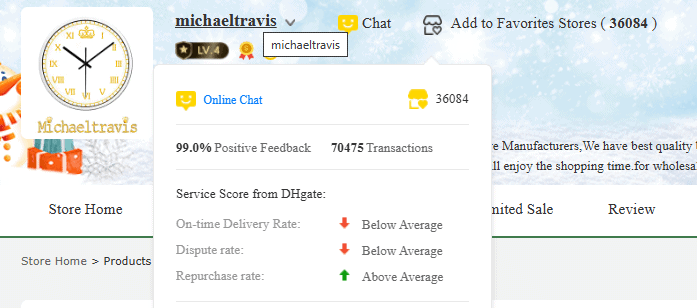Michael Travis DHGate store score