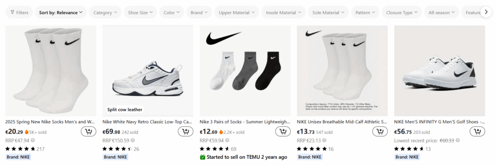 Nike products on sale