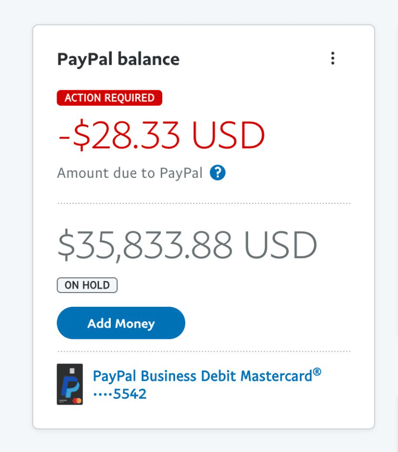 PayPal money on hold