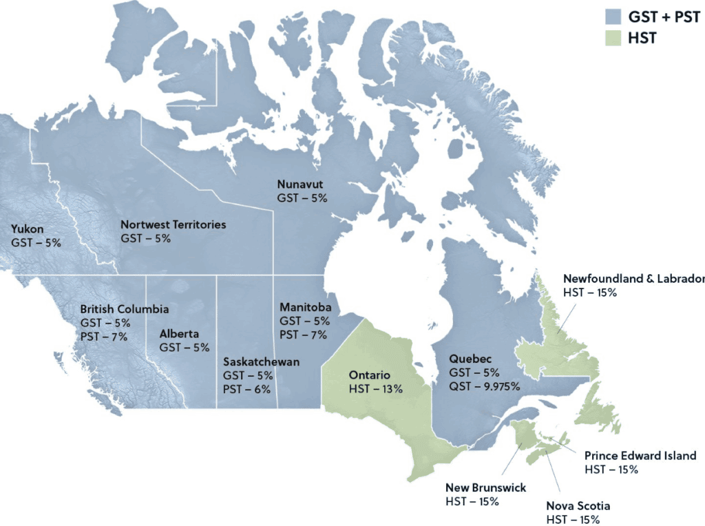 Canada GST HST map