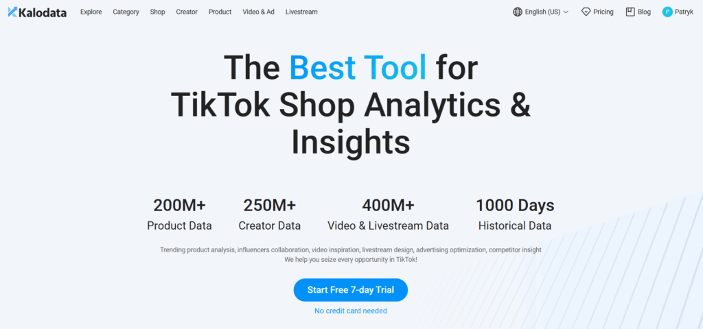 Kalodata homepage