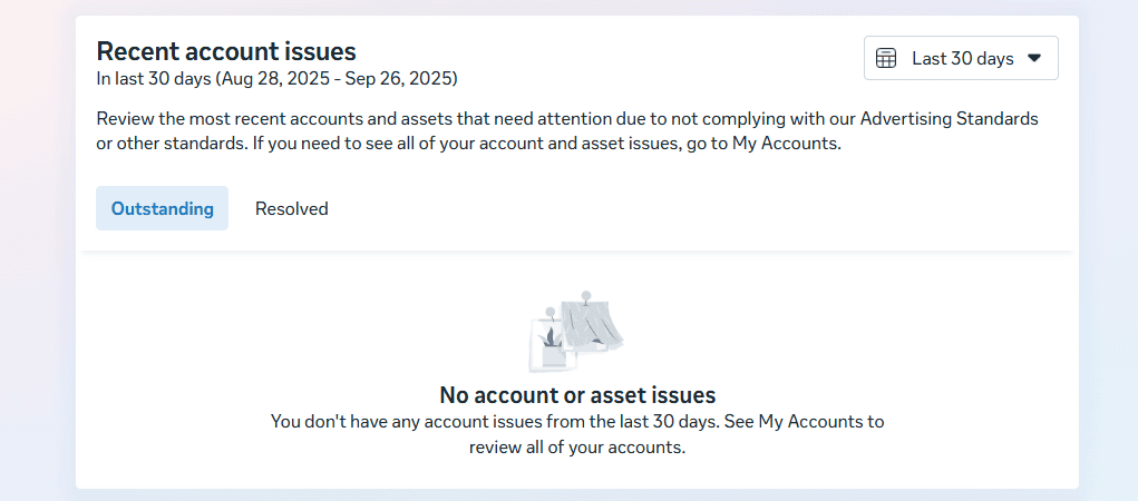 Meta recent account issues
