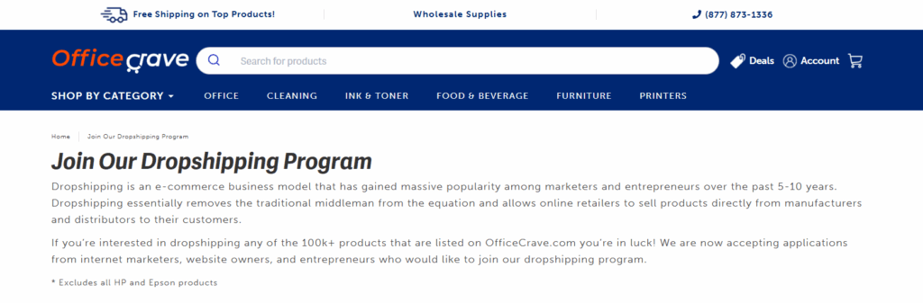 OfficeCrave dropshipping program