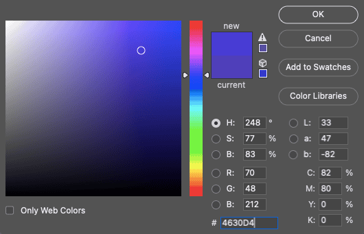Color picker in Photoshop