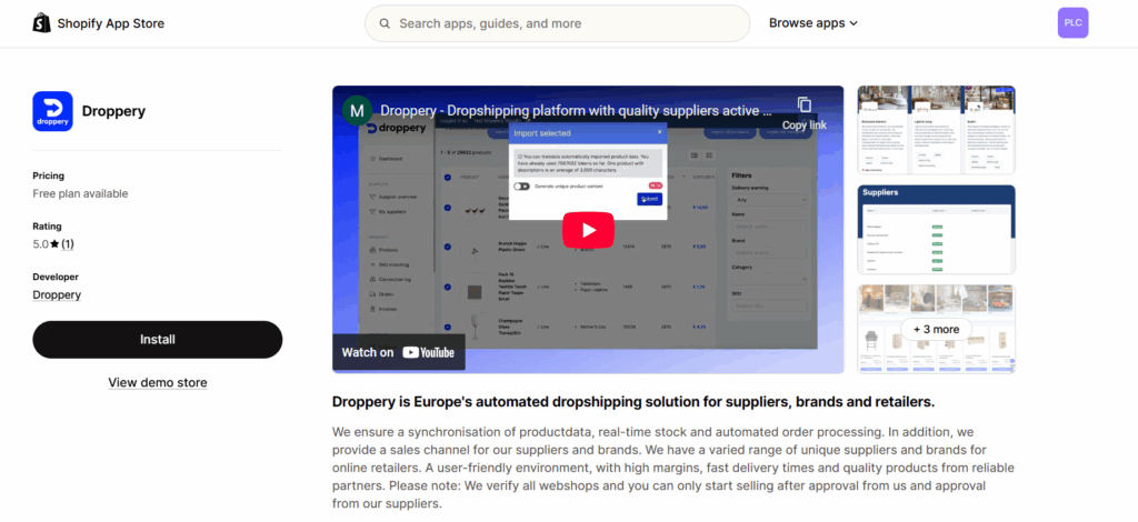 Droppery Shopify App Store