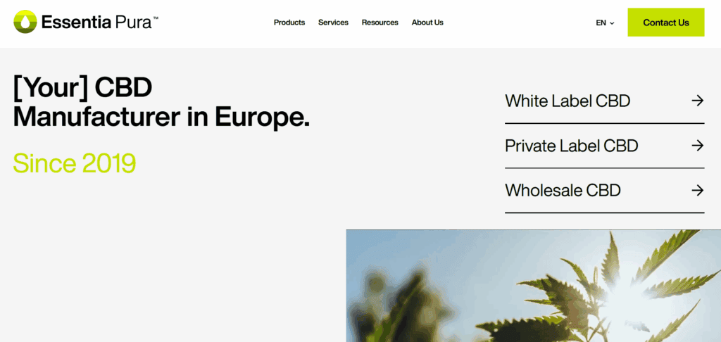 Essentia Pure homepage