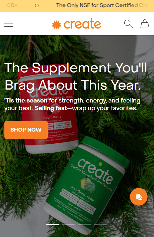 Create above the fold