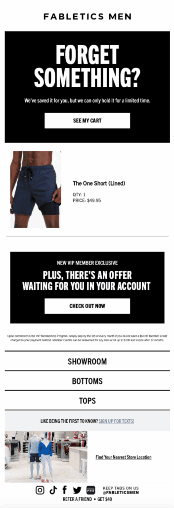 Abandoned email flow example