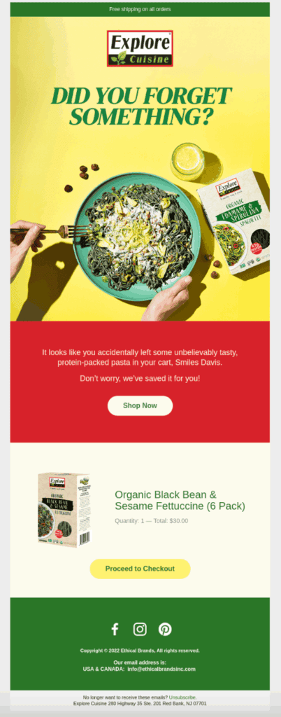 Browse abandon email example