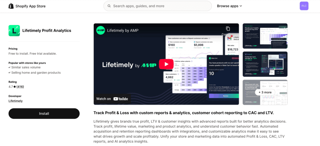 Lifetimely Shopify app