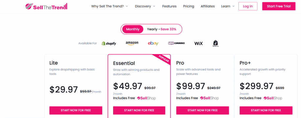 Sell The Trend pricing