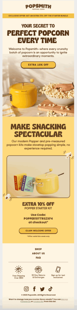 Welcome flow email example