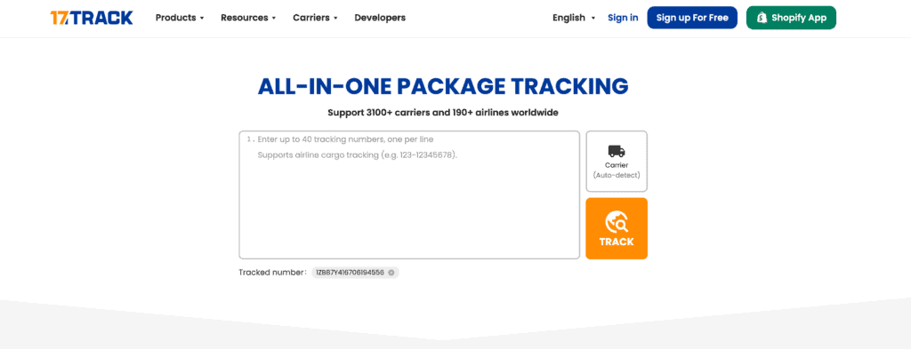17Track homepage