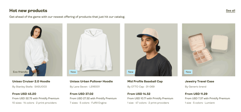 Printifys new products