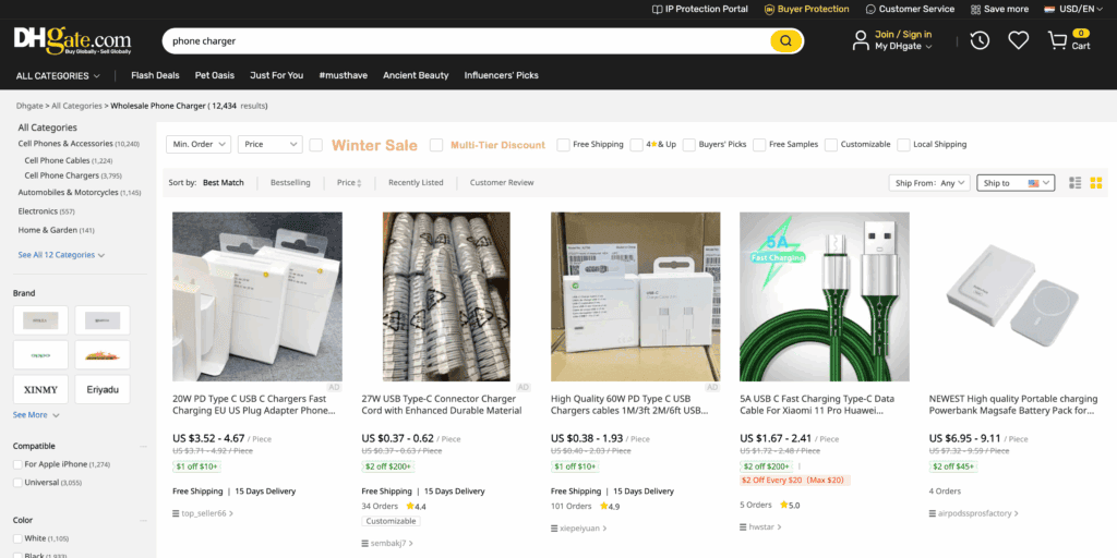 DHgate phone chargers