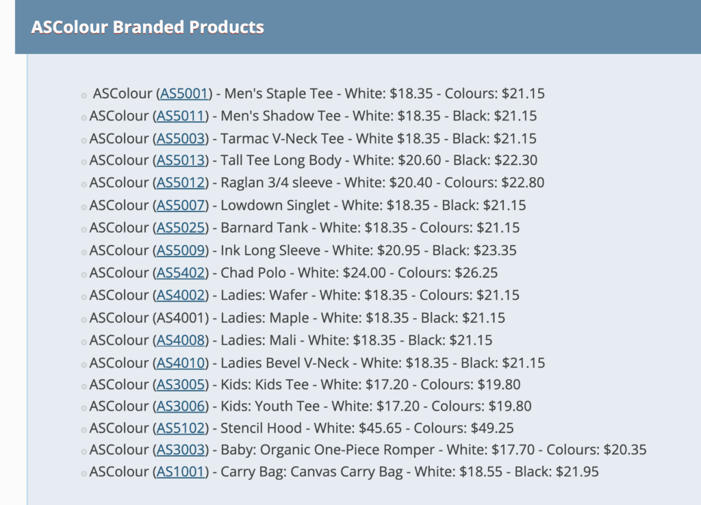 Dropshirt ASColor products