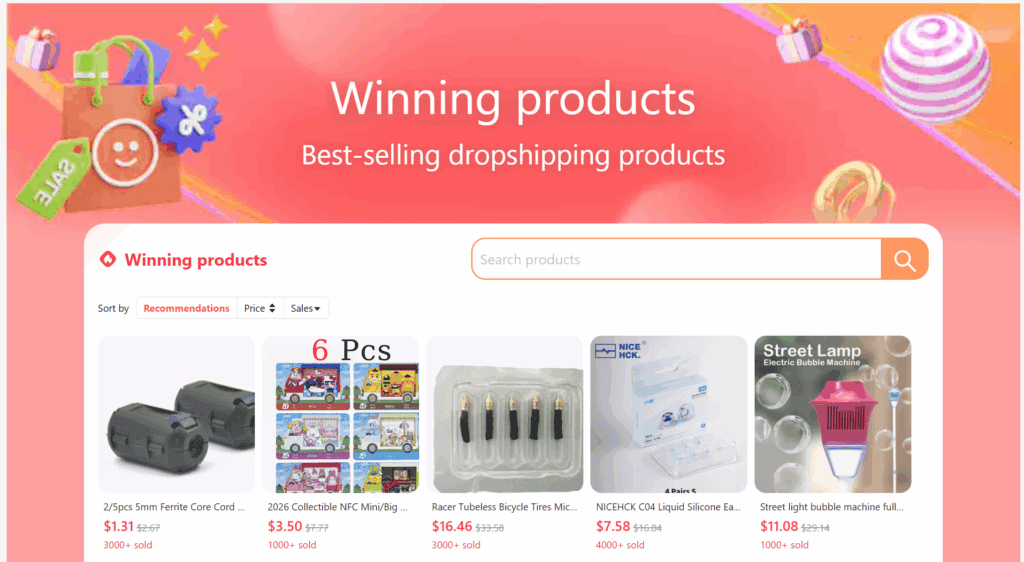 Winning products on the AliExpress Dropshipping Center