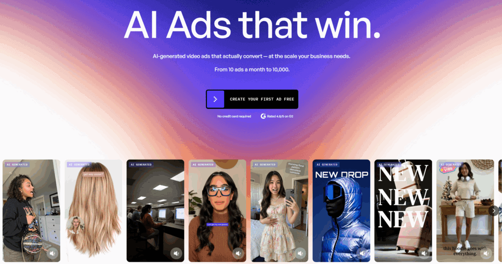 Homepage of Creatify AI