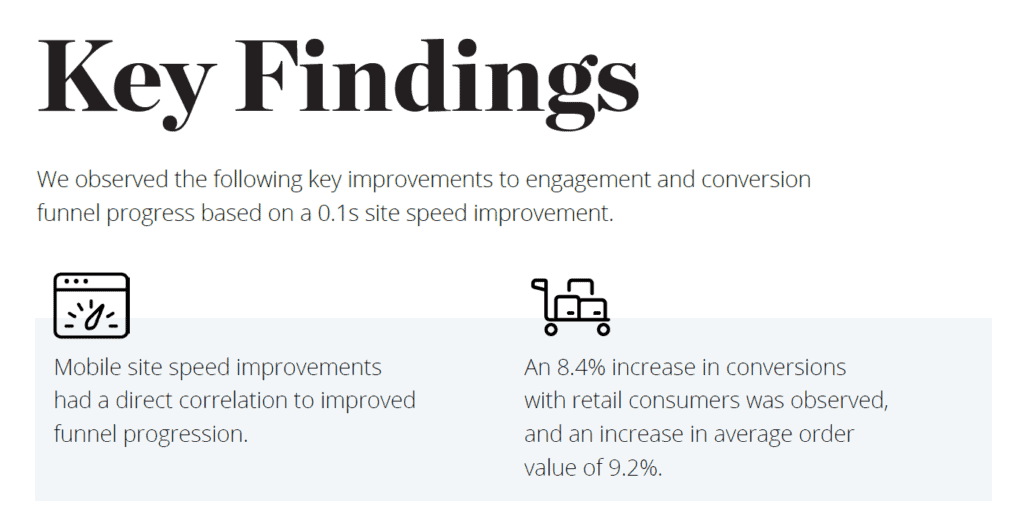 Study that shows an improved mobile speed, increased conversions