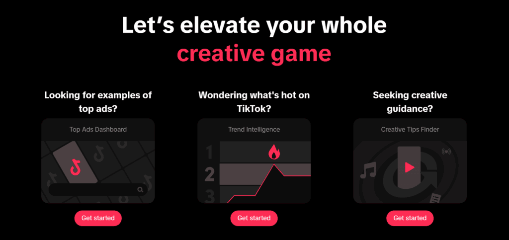 TikTok Creative Center page