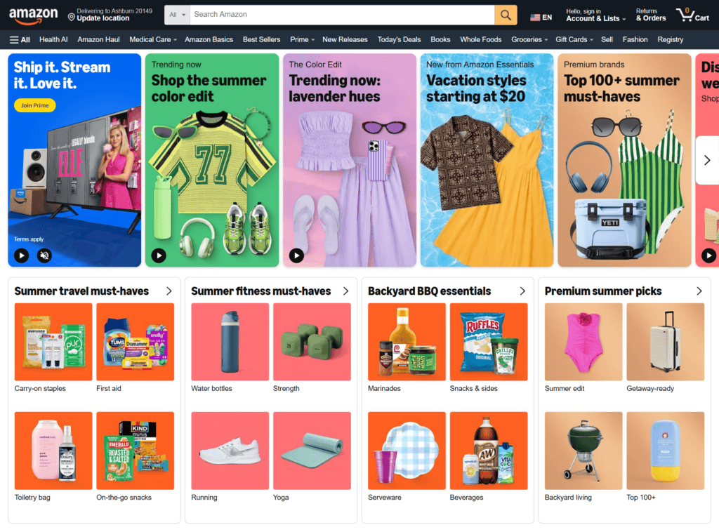 Amazon homepage