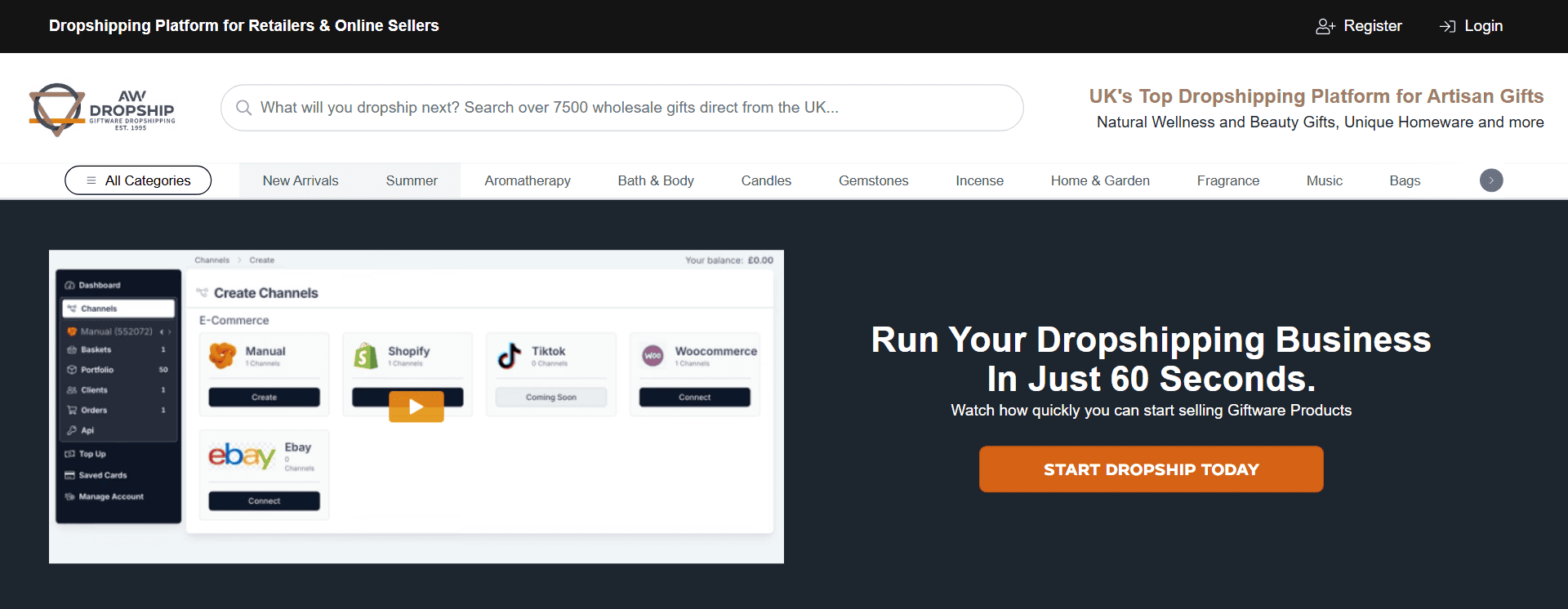 AW Dropship homepage