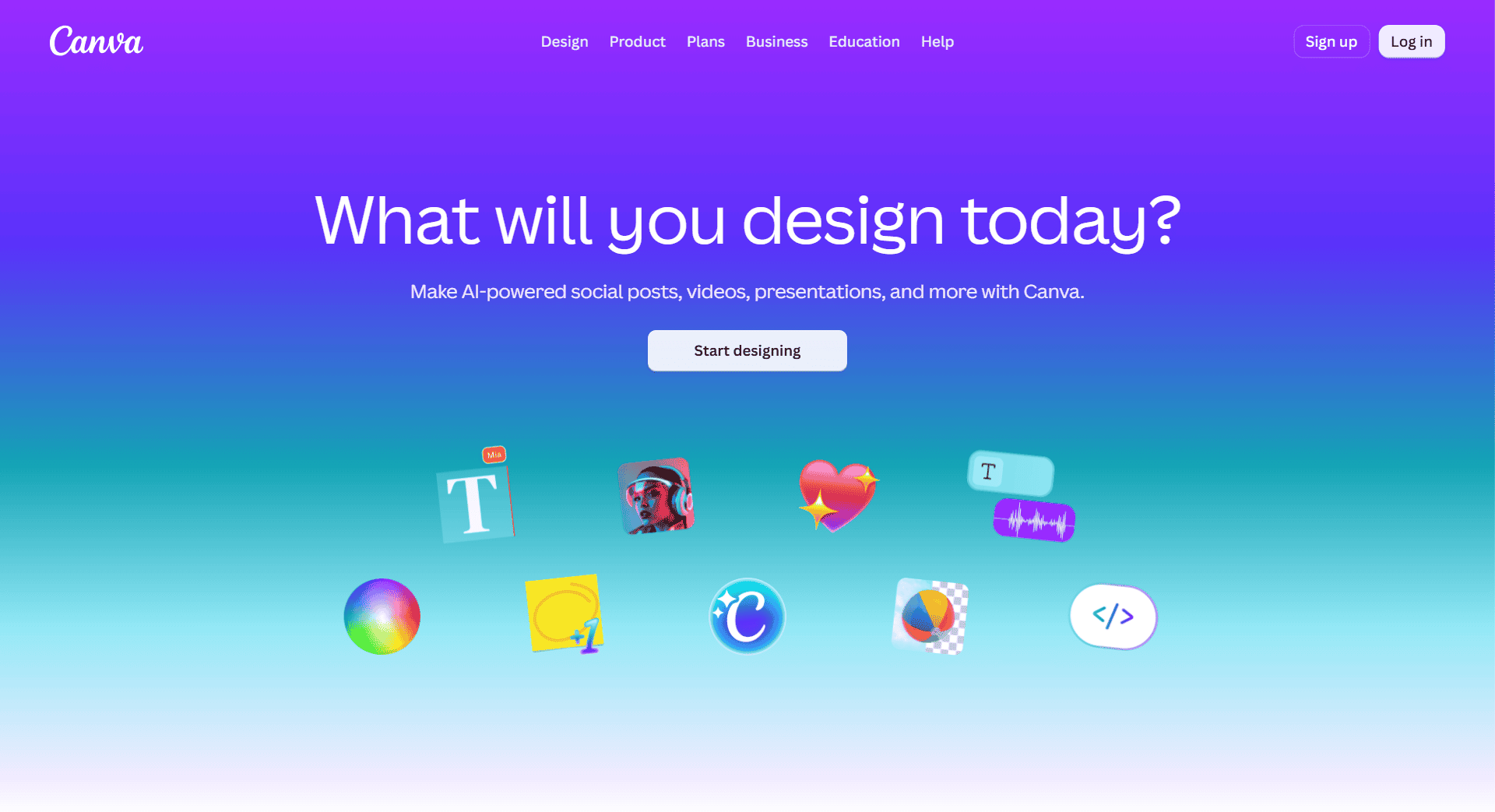 Canva homepage AI graphic design platform