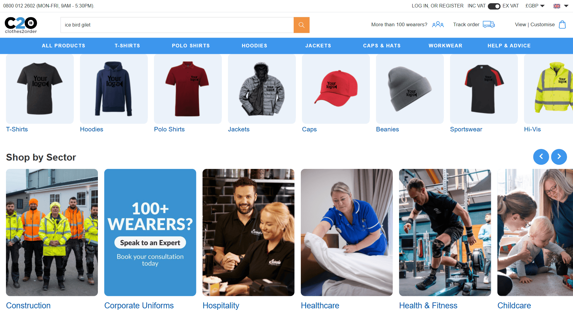Clothes2Order UK homepage