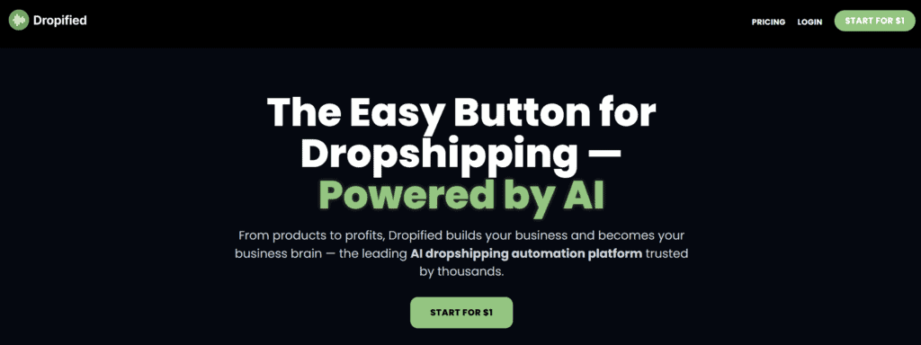Dropified homepage, an Oberlo alternative for mapping multiple suppliers