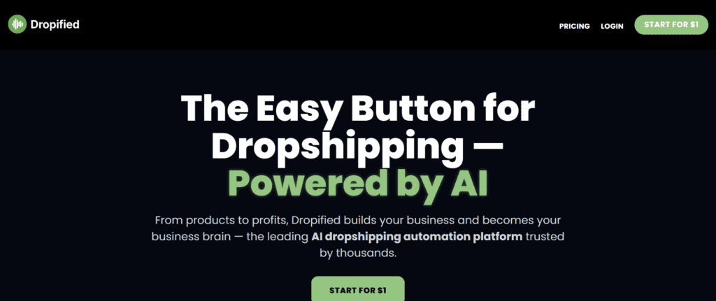 Dropified homepage