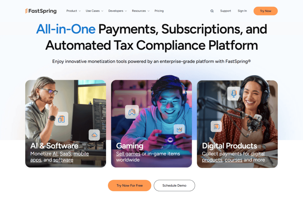 FastSpring homepage