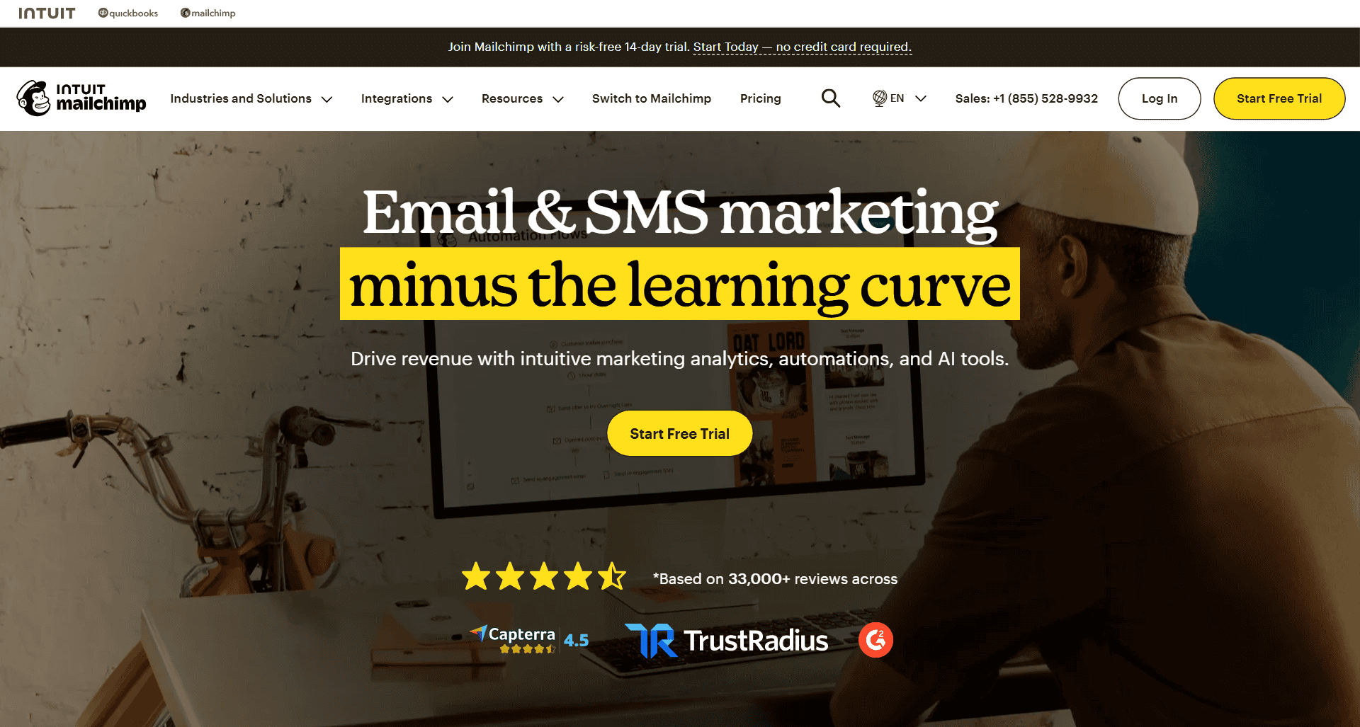 Mailchimp homepage AI email marketing platform