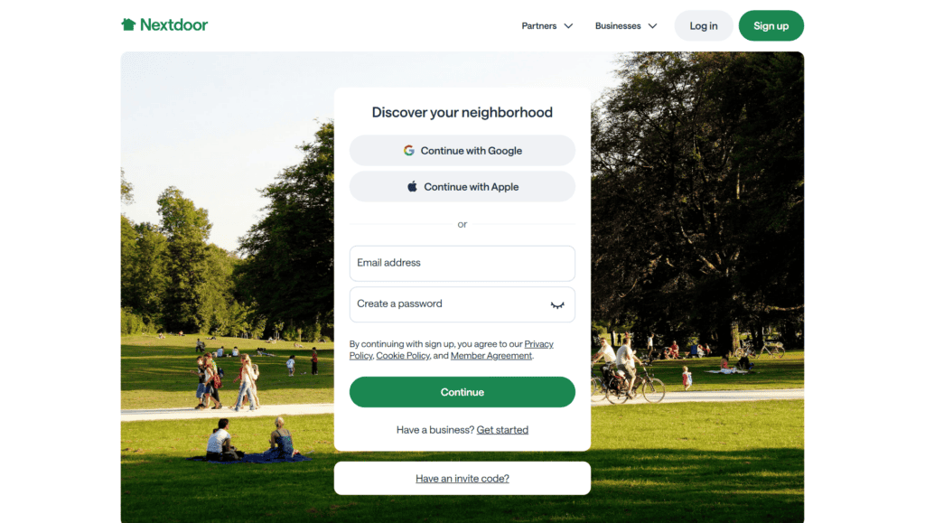 Nextdoor homepage