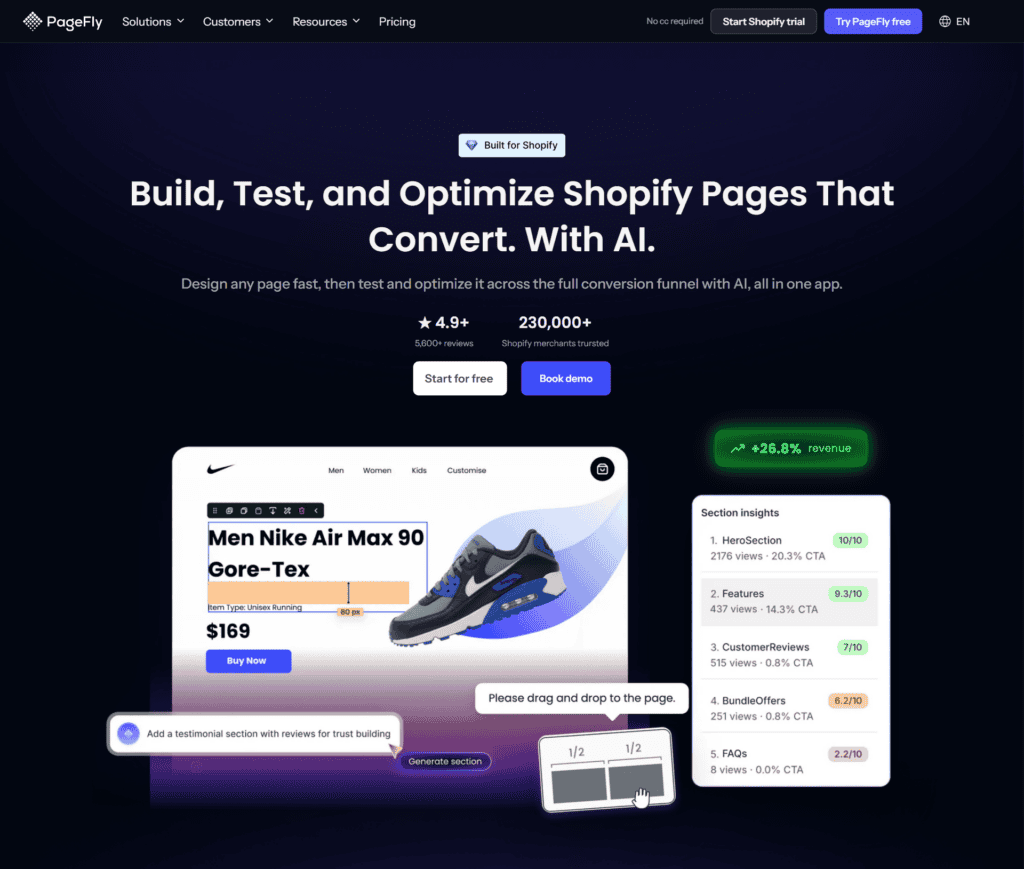 Pagefly official homepage