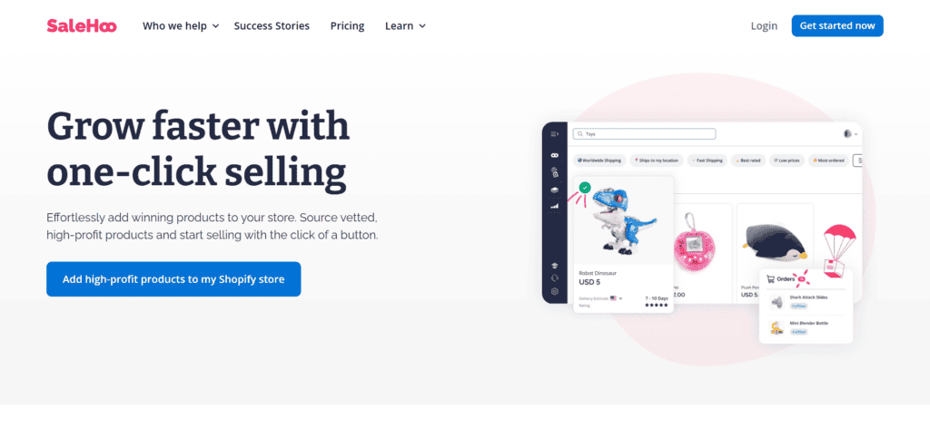 SaleHoo Dropship homepage, an Oberlo alternative with vetted suppliers