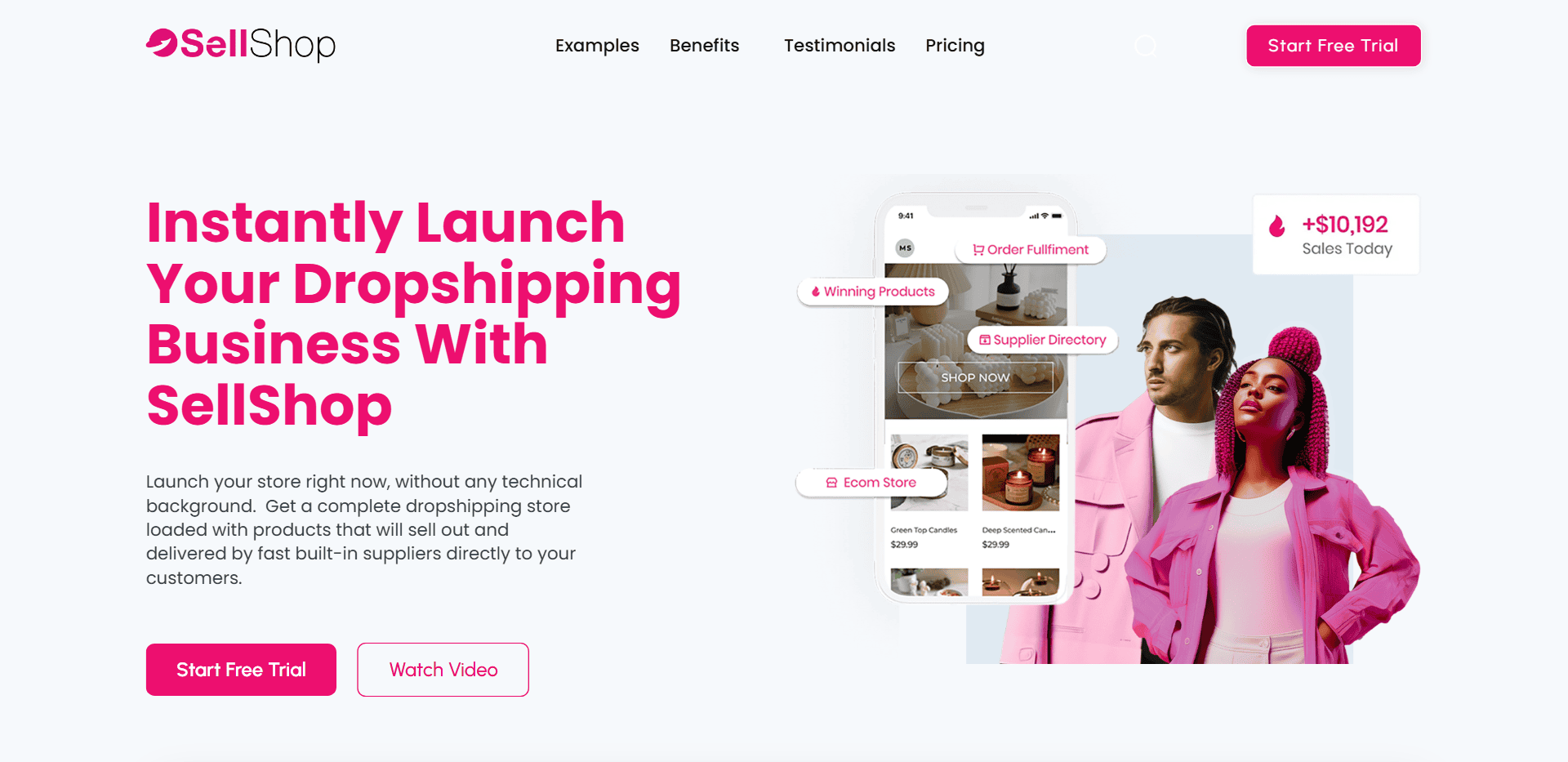 SellShop homepage AI store builder by Sell The Trend