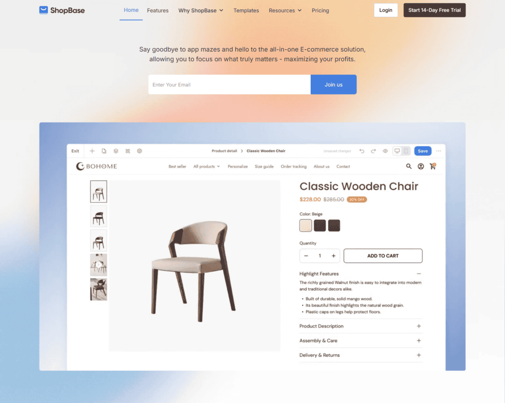 ShopBase homepage