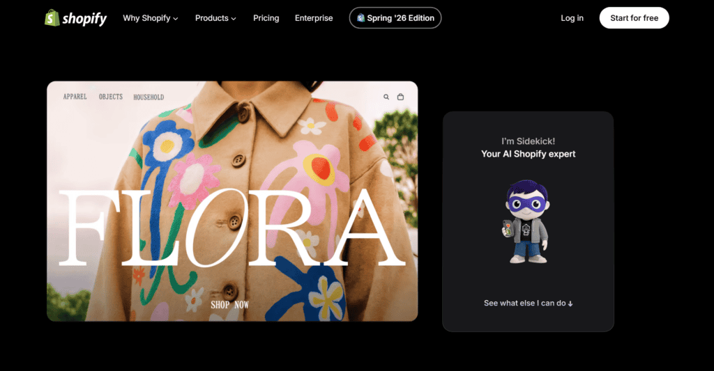 Shopify Magic and Sidekick AI assistant page