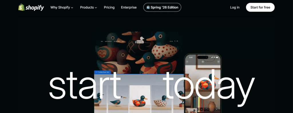 Shopify start selling page