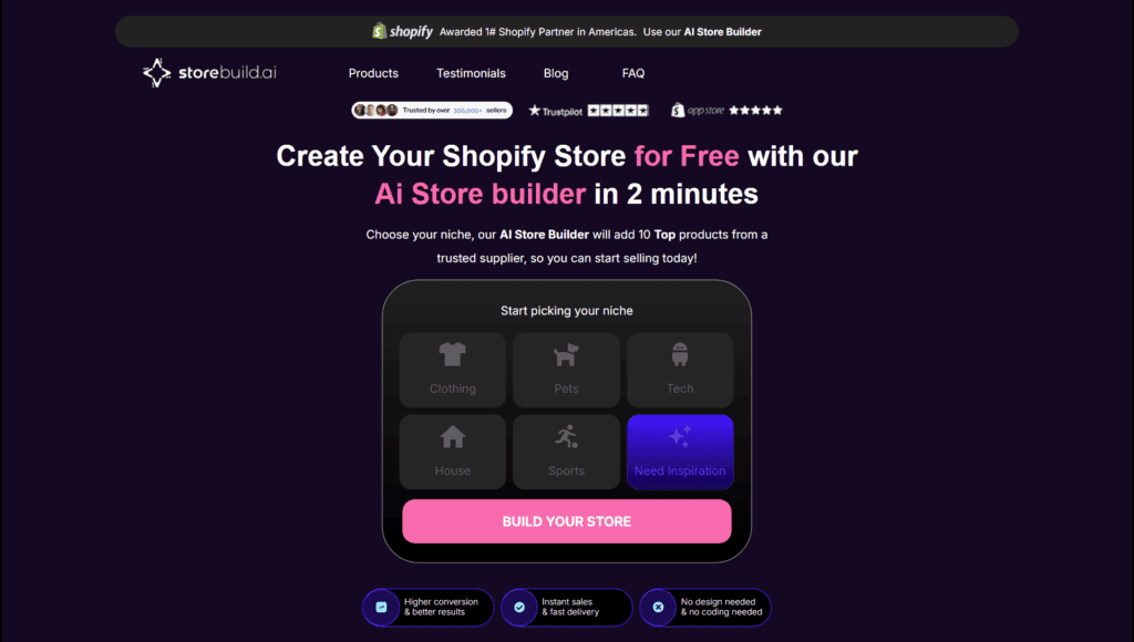 Storebuild.ai homepage
