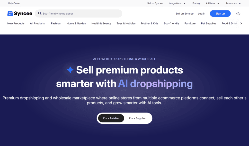 Syncee homepage