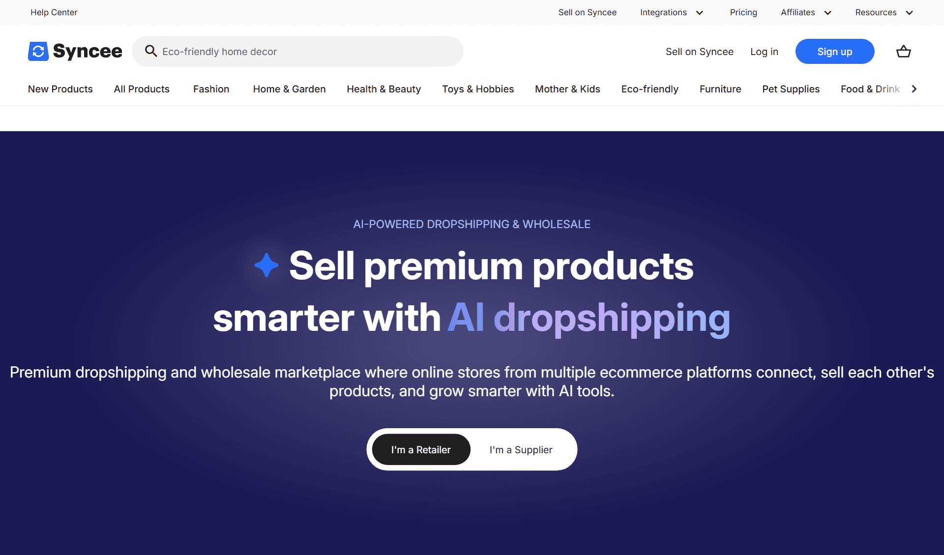 Syncee homepage