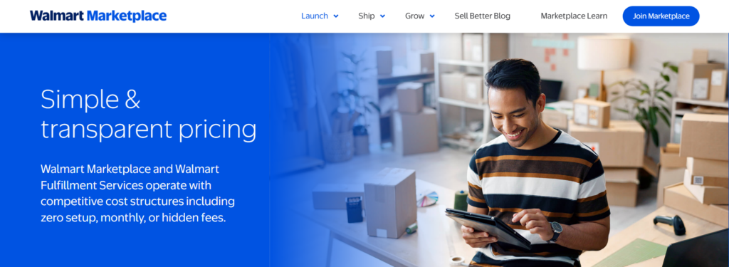 Walmart Marketplace pricing page