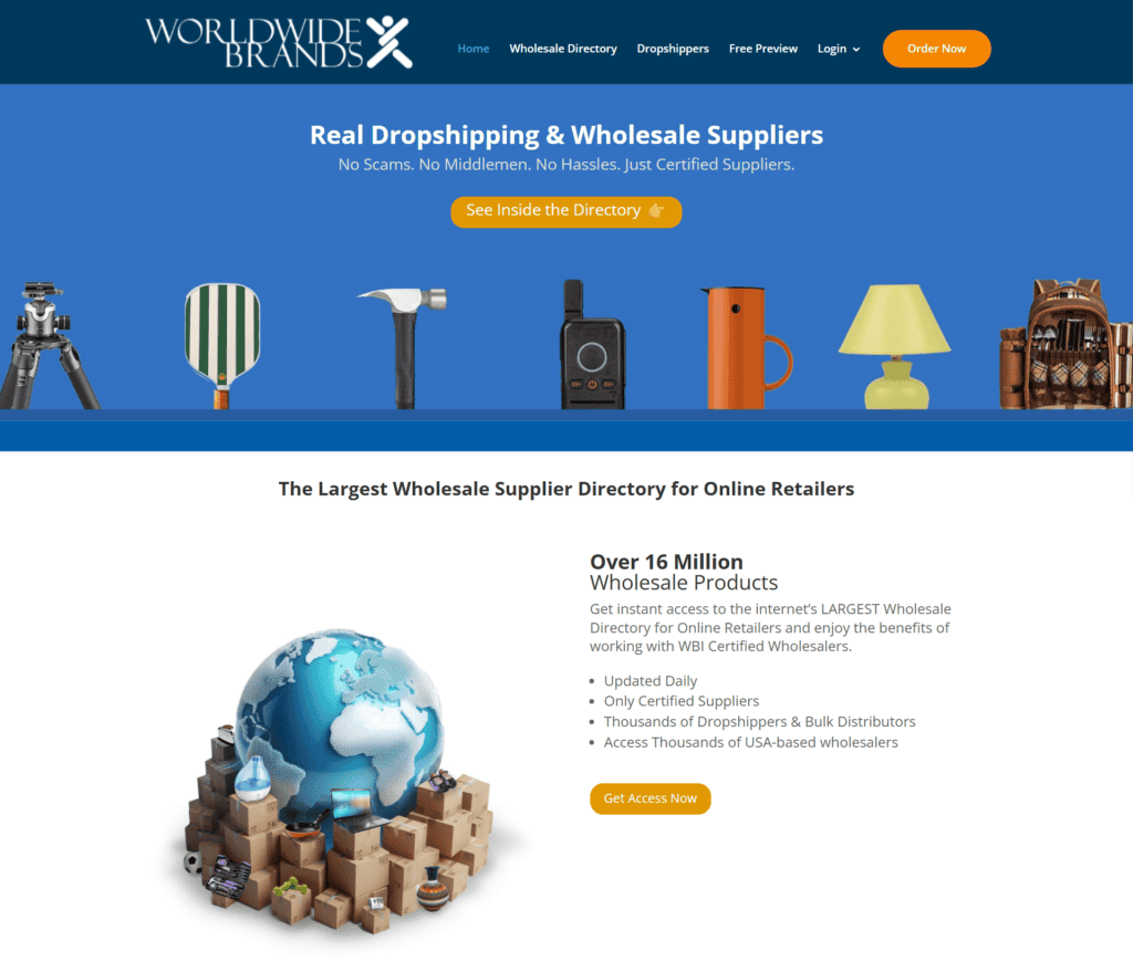 Worldwidebrands homepage