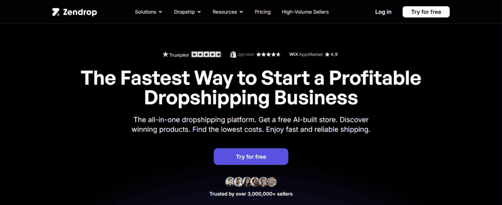 Zendrop homepage