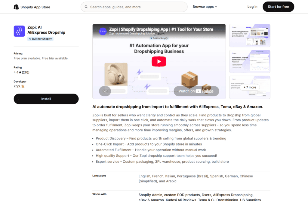 Zopi Shopify app, an Oberlo alternative formerly called Ali Orders