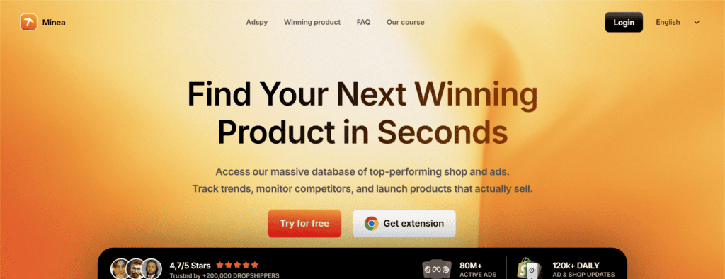 Minea homepage