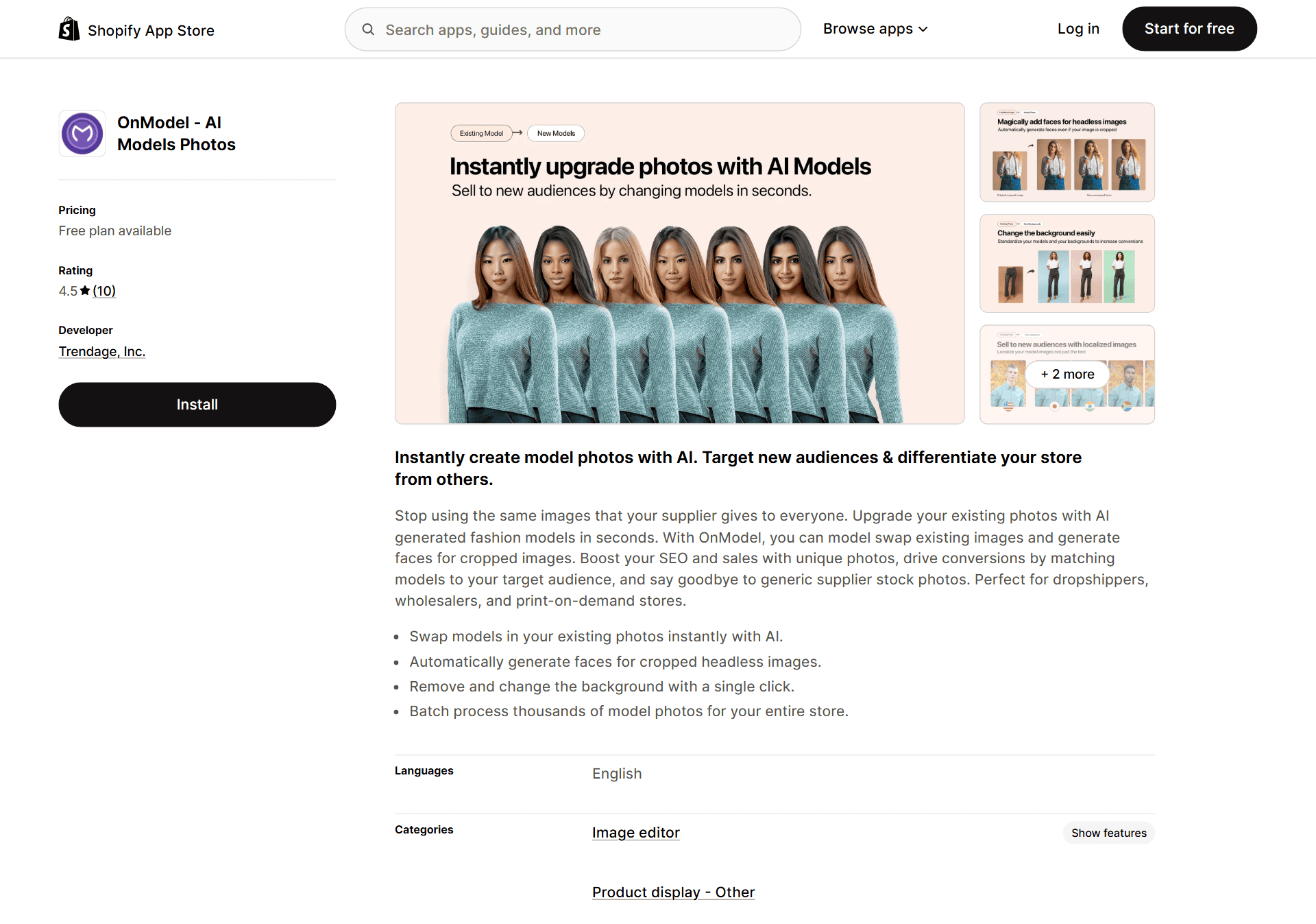 OnModel Shopify AI app